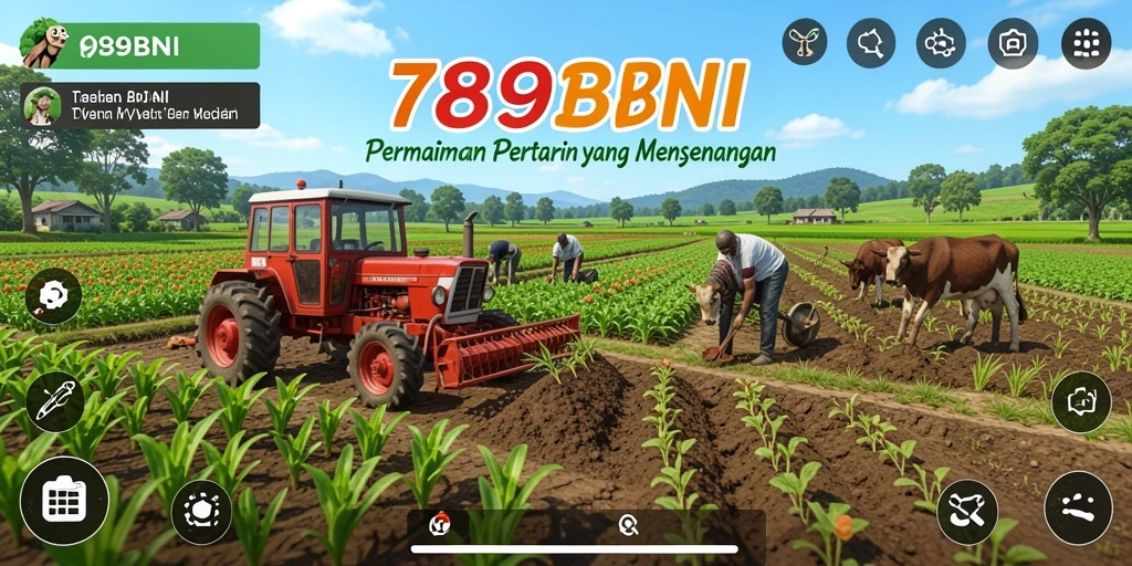 Screenshot gameplay 789BNI menampilkan ladang yang subur dan aktivitas bertani.