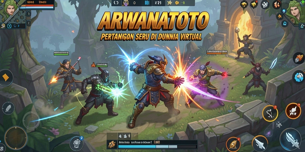 Tampilan gameplay yang mendebarkan di ARWANATOTO dengan karakter bertarung.