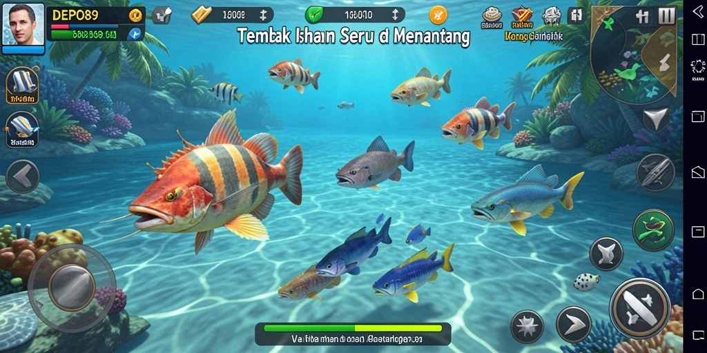 Screenshot gameplay DEPO89 menunjukkan aksi menembak ikan yang mendebarkan.