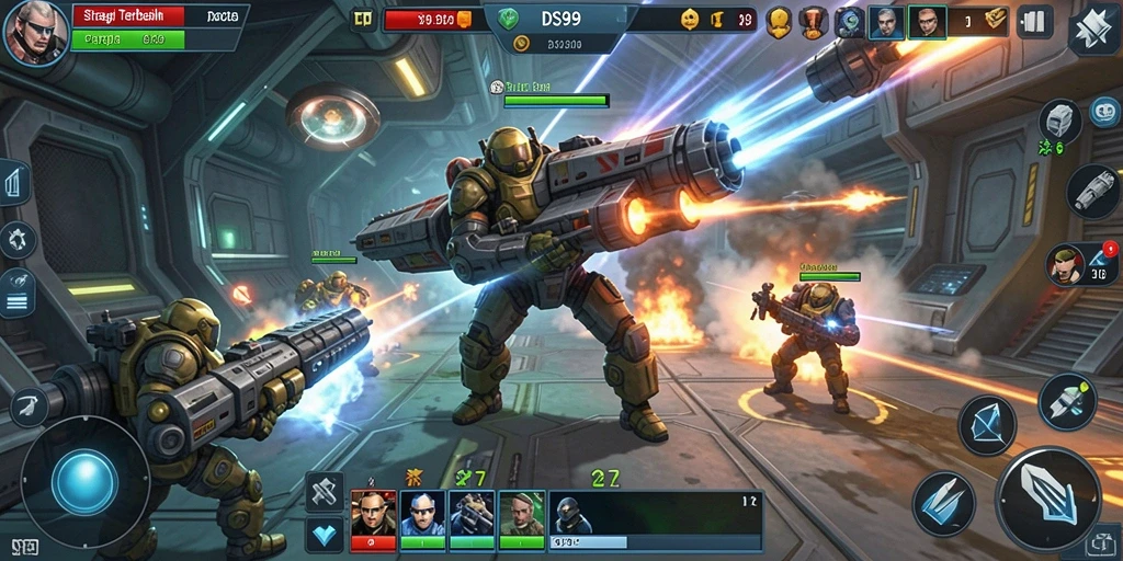 Tampilan gameplay DS99 yang menegangkan dan penuh strategi.