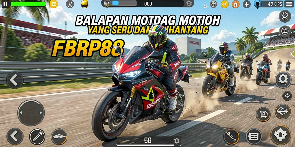 Tampilan gameplay <strong>FBRP88</strong> yang mendebarkan dengan motor balap yang penuh kecepatan.