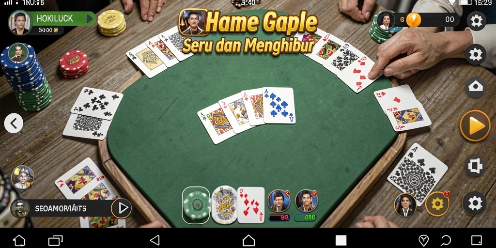 Tampilan gameplay seru di HOKILUCK dengan fitur Gaple yang menarik.