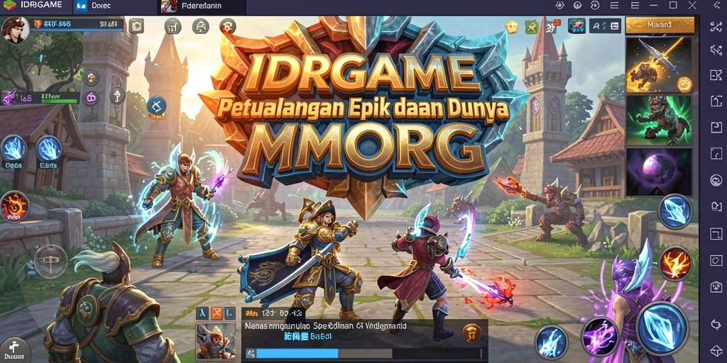 Screenshot gameplay <strong>IDRGAME</strong> yang menunjukkan aksi pertempuran seru di dunia fantasi.