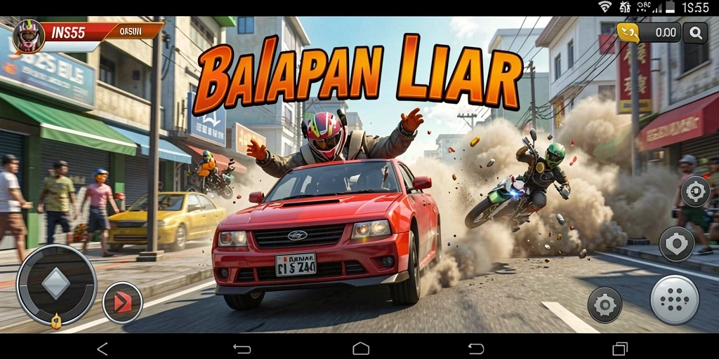Gameplay mendebarkan dalam balapan penuh aksi di INS55.