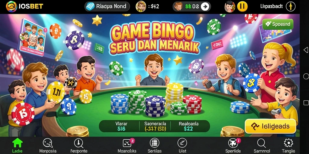 Tampilan utama gameplay Bingo di IOSBET dengan interaksi pemain.