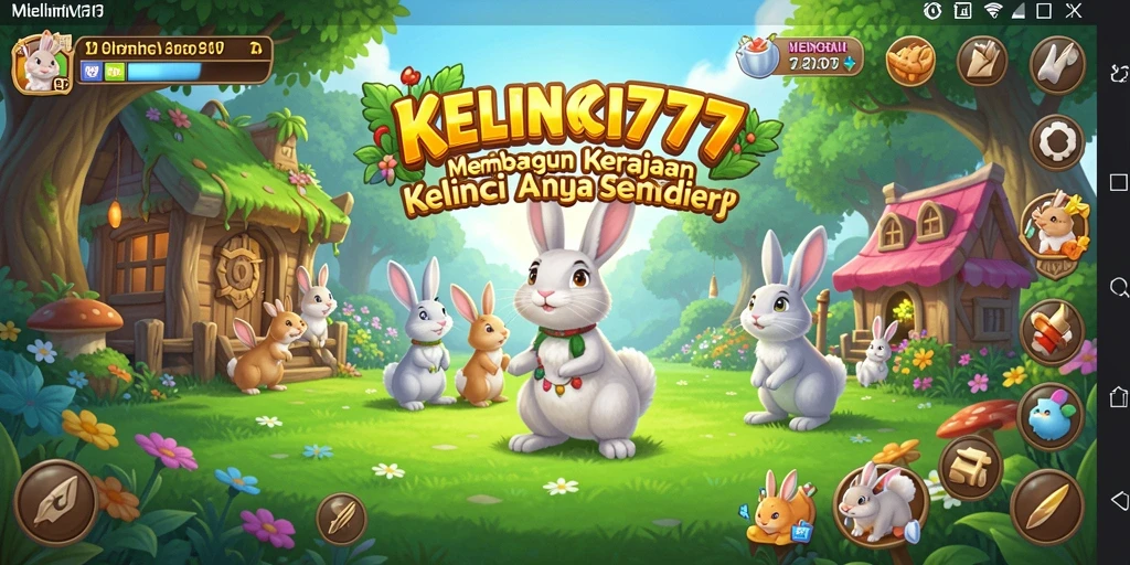 Screenshot gameplay KELINCI777 dengan kelinci lucu dan peternakan yang menakjubkan.