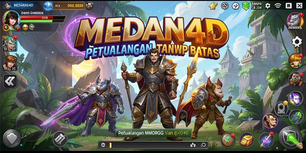 Tangkapan layar aksi permainan <strong>MEDAN4D</strong> dengan pemain berinteraksi di dunia fantastis.