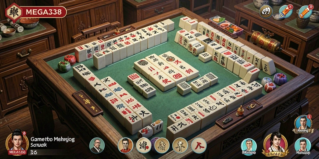Tangkapan layar MEGA338 menunjukkan gameplay Mahjong yang seru dan menantang.
