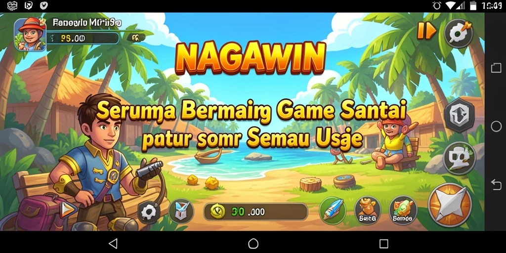 Tampilan gameplay NAGAWIN yang menawan dan penuh warna.