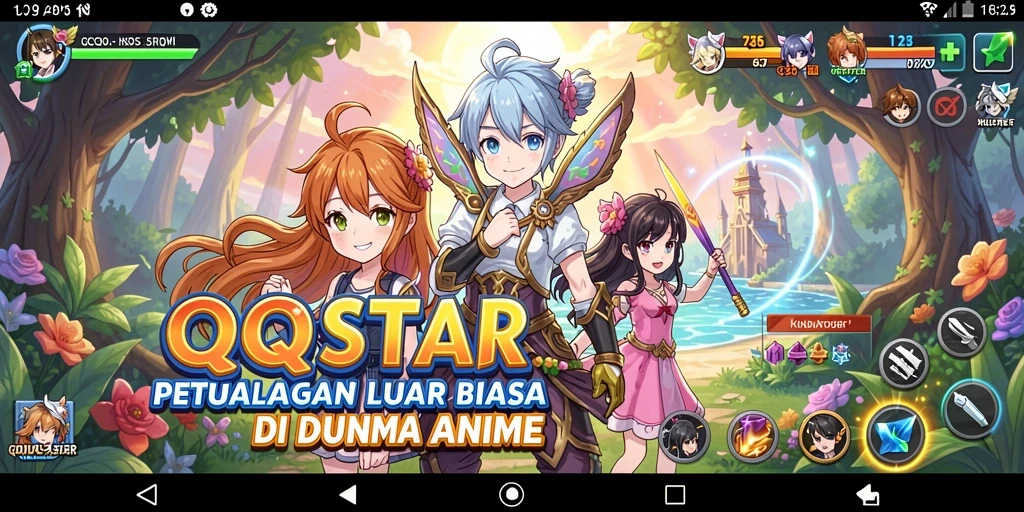 Tangkapan layar QQSTAR menampilkan aksi seru dalam dunia anime.