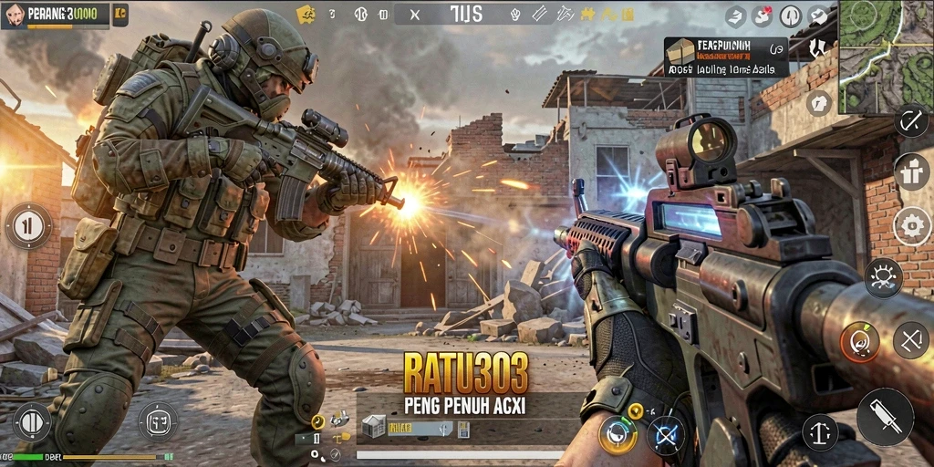 Gameplay <strong>RATU303</strong> dengan aksi tembak-menembak yang mendebarkan.