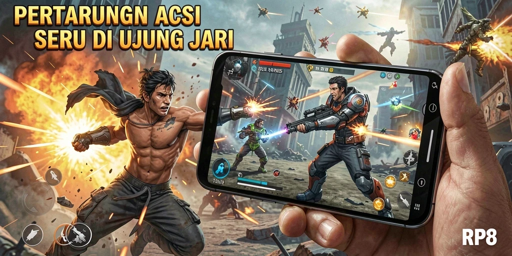 Screenshot menampilkan aksi seru pertarungan di RP8.