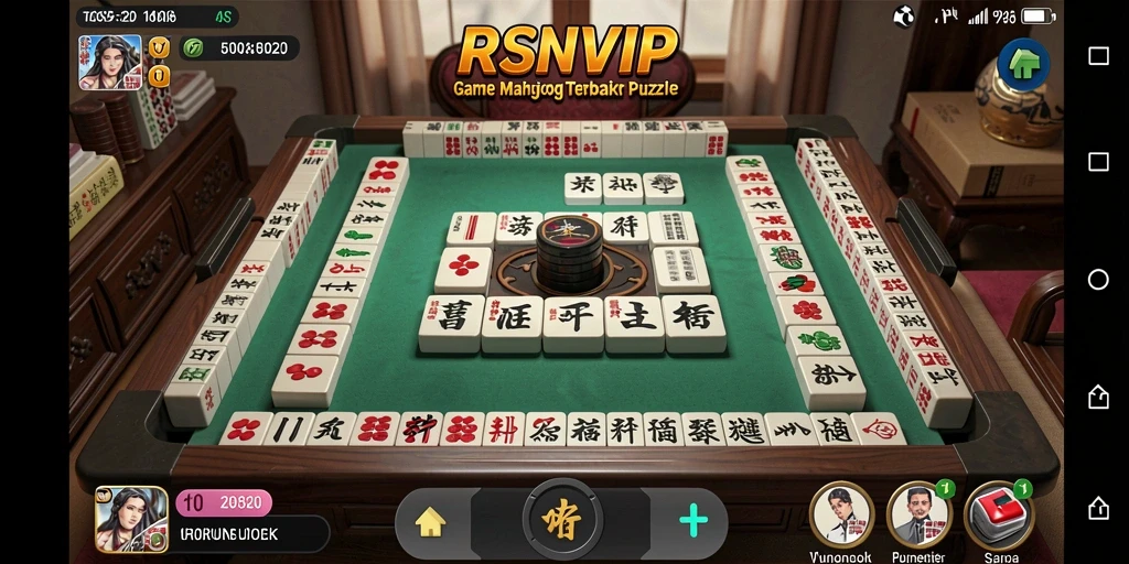 Screenshot utama RSNVIP menampilkan gameplay Mahjong yang menarik.
