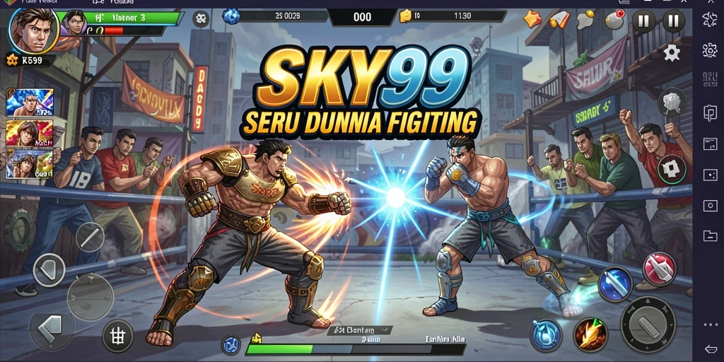 Gameplay seru di SKY99 menunjukkan pertarungan seru antar karakter.