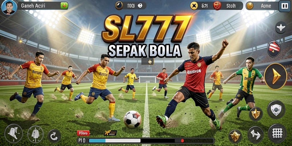 Tampilan gameplay SL777 yang seru dan mendebarkan saat mencetak gol.