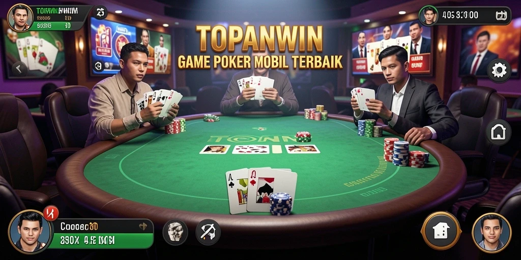 Tampilan menarik dari gameplay poker di TOPANWIN.