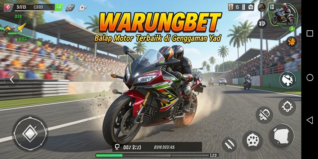 Tangkapan layar dari gameplay balap motor yang seru di WARUNGBET.