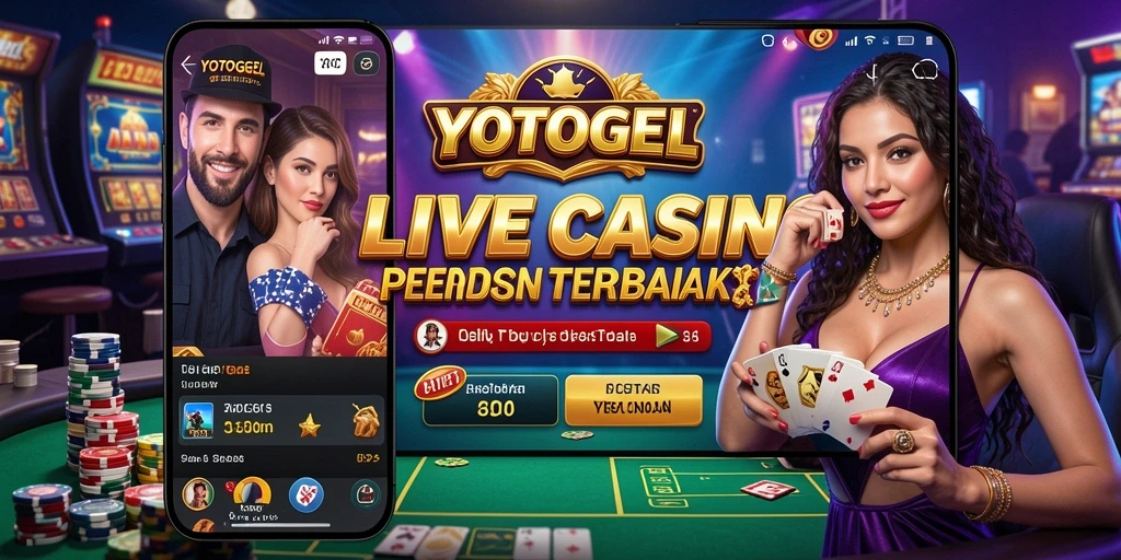 Screenshot gameplay Live Casino YOTOGEL yang menampilkan dealer langsung dan suasana kasino.
